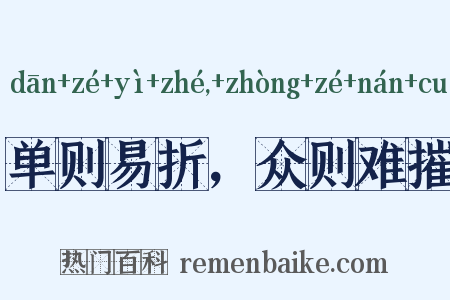单则易折，众则难摧是什么意思的图片